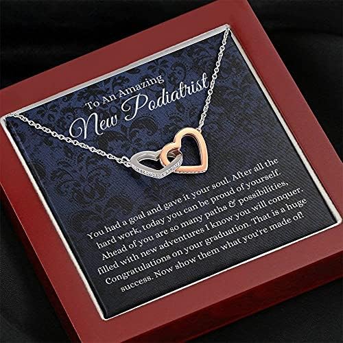 Nakit za poruke, ručno izrađena ogrlica- Personalizirana darovna srca, Podiatrist Diploming Poklon, Poklon za grad podijatra,