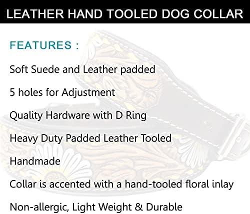 Dog Puppy Collar Krava kože cvjetna cvjetna alati s teškim dodatnim podstavljenim nealergijskim malim srednjim velikim psima