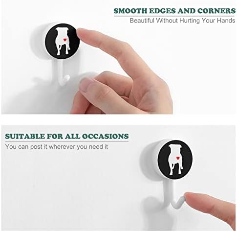 Pitbull Heart Wall Kuke okrugle plastične kuke izdržljive ljepljive kuke za kuhinjsku kupaonicu 10 pakiranja