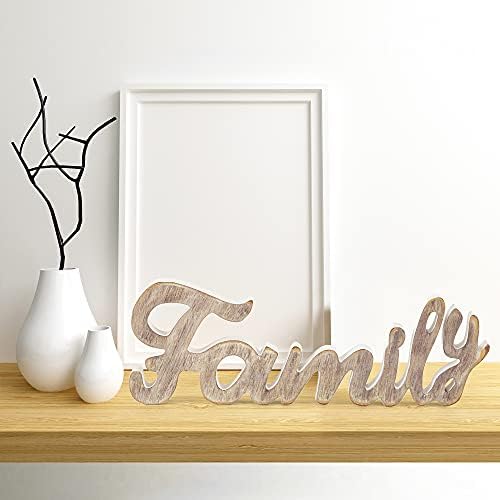 Joybee rustikalni drveni obiteljski znak, drvene obiteljske riječi ukrasni znak Slobodni stol za stol gornji ukras, samostojeća