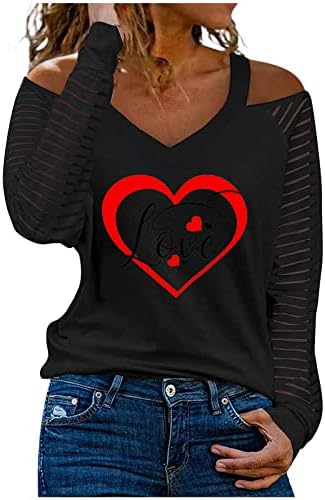 Crna jesenska ljetna grafička majica Žene hladno odjeće s dugim rukavima pamuka v vrat labava fit bluza za lady 5r 5r xl