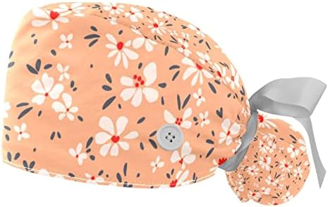 2 komada Slatki cvjetni uzorak pilinga s gumbima podesivi šeširi zaveženi šeširi znoj za žene