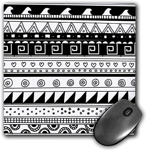 Podloga za miša od 8 do 9,5 do 0,25 inča, crno-bijeli Plemenski uzorak, Moderni apstraktni aztečki uzorci, moderni moderni