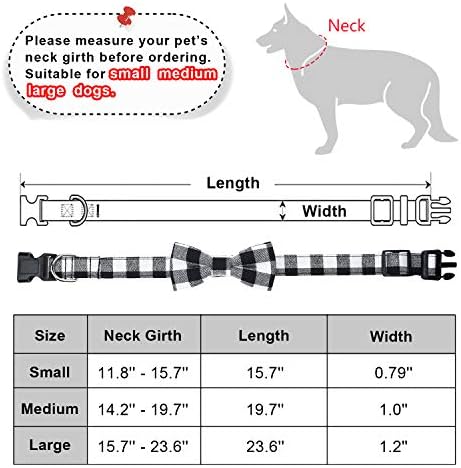 Malier 2 pakiranje psećeg ovratnika s pramčanom kravatom, slatka karirana uzorka za pse s lukom i izdržljiva ovratnik za