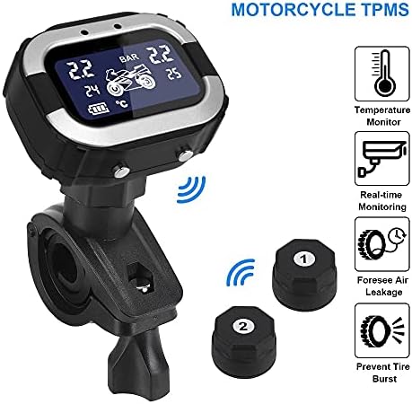 N/A motociklističke TPMS sustav za nadzor tlaka guma motora LCD Prikaz alarm za temperaturu guma 2 Vanjska senzora
