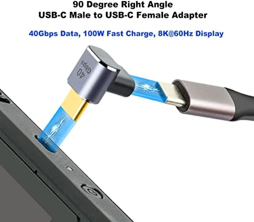 JoyJom USB C 90 stupnjeva adapter: -Right kut USB-C 4,0 40GBPS PD 100W 8K 60Hz mužjaka na USB-C ženski adapter za palubu