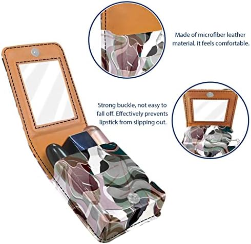 Mini torbica za šminku s ogledalom, torbica s kvačilom, Futrola za ruž od umjetne kože, apstraktna maskirna torbica