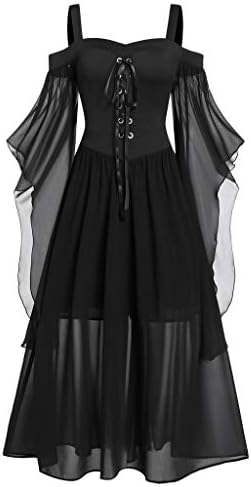 Predimenzionirana čipkasta Maksi haljina za Noć vještica s dugim rukavima s ramena Plus size ženske Vintage jesenske haljine