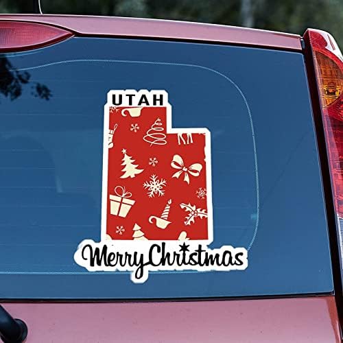 Utah Home State božićne naljepnice Merrry Božić Utah Karta naljepnica automobila naljepnica za božićni ukras prozor naljepnica