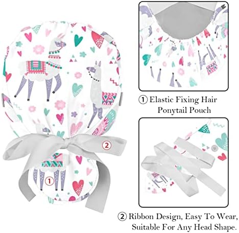 Kigauru 2 pakirajte žensku radnu kapu s gumbima vrpca kravata natrag šareni geometrijski oblik mozaika dugih pokrivača kose