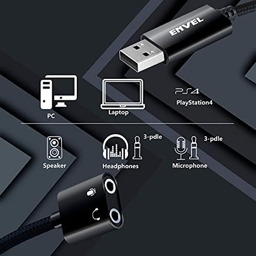 Zvučna kartica ENVEL USB + gaming slušalice sa mikrofonom za PC PS4 PS5 Nintendo Switch Xbox One X S