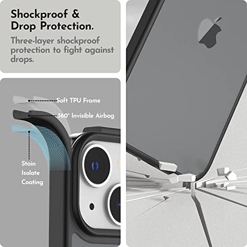 Niunisi Matte kompatibilan s futrolom za iPhone 13 sa zaštitnikom zaslona, ​​futrola otporna na šok s zaštitom kamere prozirni