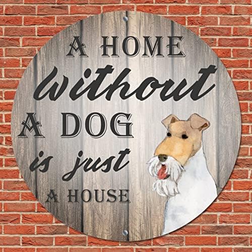 Smiješan okrugli pas metal znak Doma bez psa samo je kućni ukrasni vijenac za kućne ljubimce za kućne kuće za vintage pub