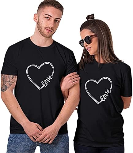 Znne odgovarajuće košulje za parove ženske bluze Valentinovo kratki rukav LJUBAV PRINT T SITNE za parove