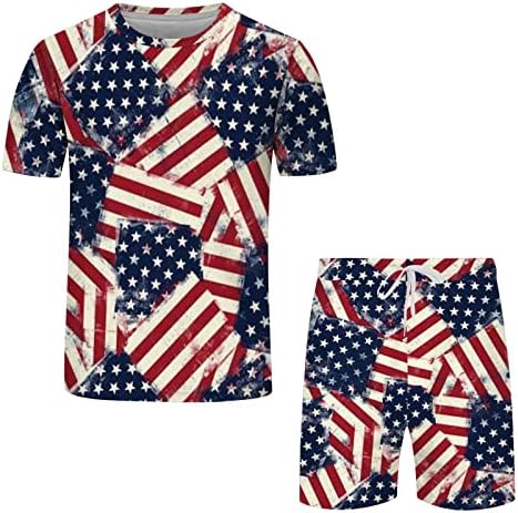 Muški ljetni atletski kratki setovi 4. srpnja Polo košulja i sportske kratke hlače američke zastave Print kratki rukavi 2
