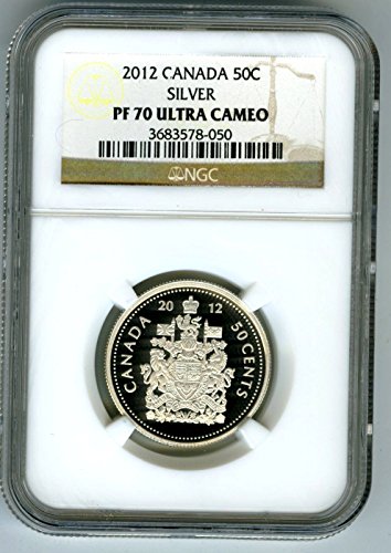 2012. Kanada srebrni dokaz 50 Cent .999 Fine pola dolara PF70 NGC UCAM