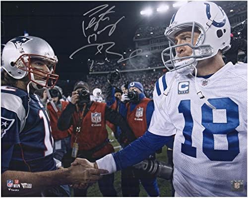 Peyton Manning i Tom Brady Dual potpisali 16 x 20 Colts vs. Patriots Fotografije za rukovanje - Autografirane NFL fotografije