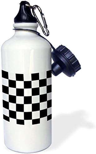 3Drose karirana crna i bijela kvadrata-art Sportska boca vode, 21 oz, bijela
