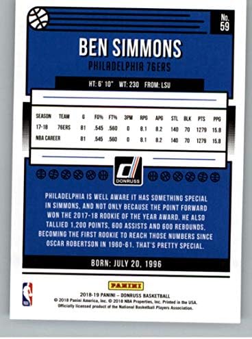 2018-19 Donruss 59 Ben Simmons Philadelphia 76ers košarka
