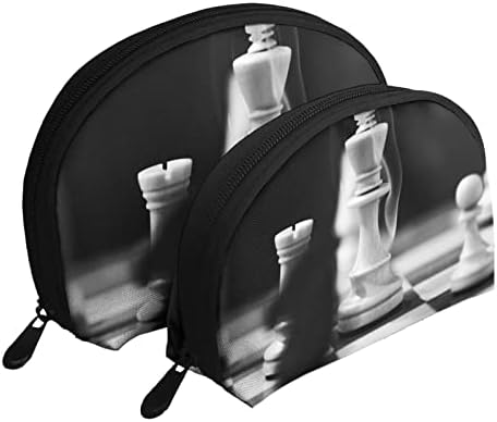 Allgobee 2 PCS Cosmetic Togs Vintage-Black-White-Chess-King Traveup Torba torba Shell toaletna torbica