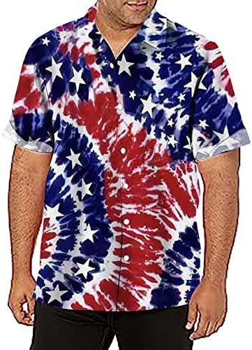 Muške košulje s uzorkom Muška ljetna ležerna košulja s printom Dana neovisnosti i američke zastave, bluza kratkih rukava