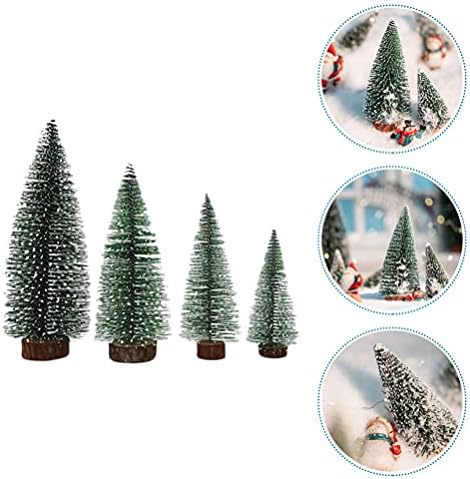 YardWe Work Dect Dekor 4PCS Umjetni mini božićno drvce Xmas Tree Sisal Snow Frost Drveta Diorama Tree s drvenom bazom za
