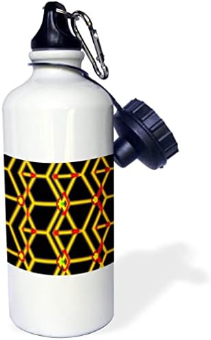 3Drose jarko žute narančaste aqua crne geometrijske linije uzorak - boce s vodom