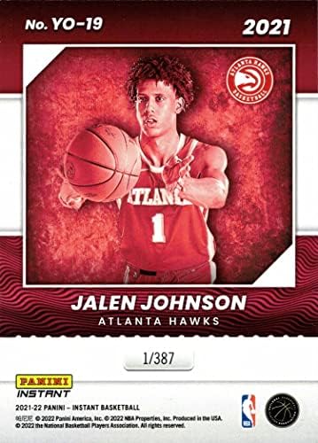 2021-22 Panini Instant godina jedna košarka YO-19 Jalen Johnson Rookie Card Hawks-samo 387 napravljeno!