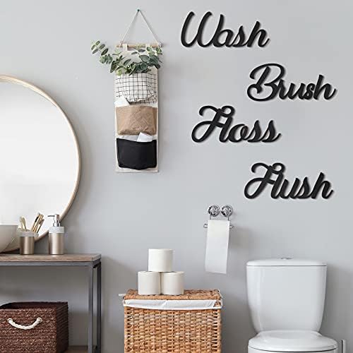 4 komada Farmhouse kupaonica zidni dekor za pranje četkice za ispiranje znakovi rustikalna kupaonica drveni zidni znakovi