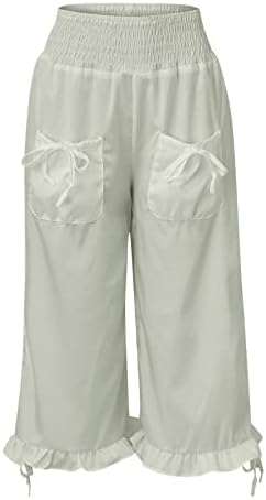 Ženske sportske hlače s printom boje, široke Ležerne široke hlače istočnog struka, ošišane Capri hlače