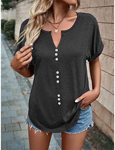 Jesen ljeto duboko v vrat bluza djevojke s kratkim rukavima pamučni gumb dolje osnovna gornja košulja za žene ub ub ub