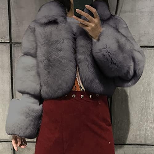 Krznena veličina rukava tople jakne lažne jakne plus faux vanjska odjeća kratki kaput ženski kaput ženski bočni zip jakna