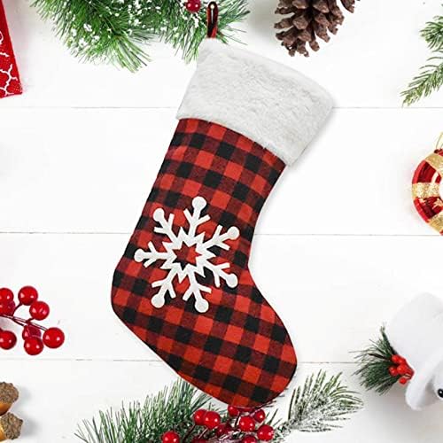 Pribor za ukrašavanje božićnih čarapa božićno drvce s uzorkom snježne pahulje crne i crvene božićne čarape dječja torba torba