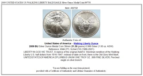 2009. 2009. Sjedinjene Države američke hodanja Liberty Bald Eagle Coin Good