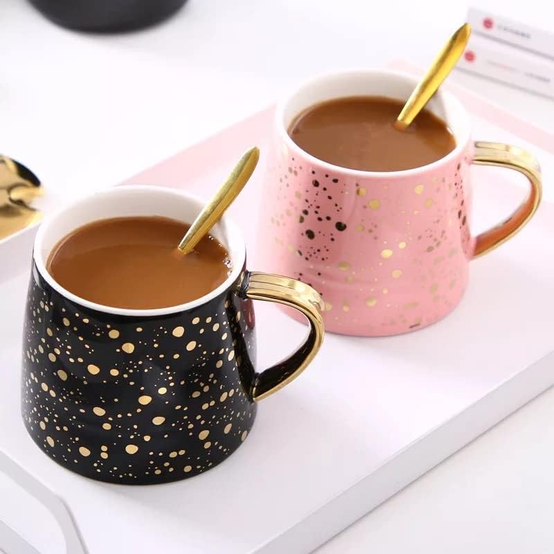 Zvjezdana nebeska keramička kava, čaj, šalica mlijeka s poklopcem i žlicom