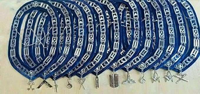 Masonska plava loža slobodnih zidara časničke pregače 12 lančanih ovratnika 12 dragulja 12 rukavica 12 kompleta od 12 do