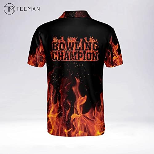 Teeman Custom Flame Bowling majica za muškarce s imenom, muška košulja za kuglanje s kratkim rukavima, majica za kuglanje