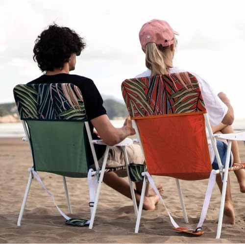 SunnyFeel sklopiva stolica za plažu za odrasle 2 pakiranja lagane, prijenosne pijeska teške stolice 300 lbs, sklopivi kampiranje