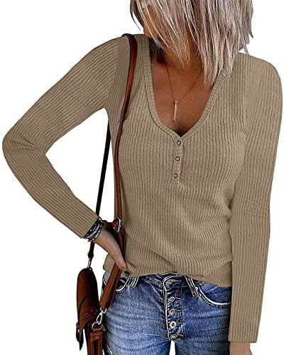Ženski džemperi s dugim rukavima v vrat pulover rebrasti pleteni vitki uklopljeni košulje čvrste boje lagane bluze bluze