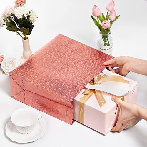 12 komada poklon vrećice za višekratnu upotrebu s ručkama poklon vrećice od ružičastog zlata velike poklon vrećice rođendanske