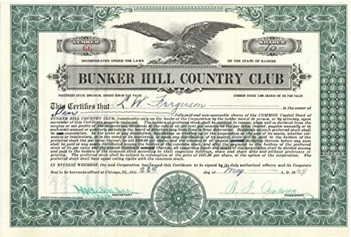 Seoski klub Bunker Hill - potvrda o dionicama