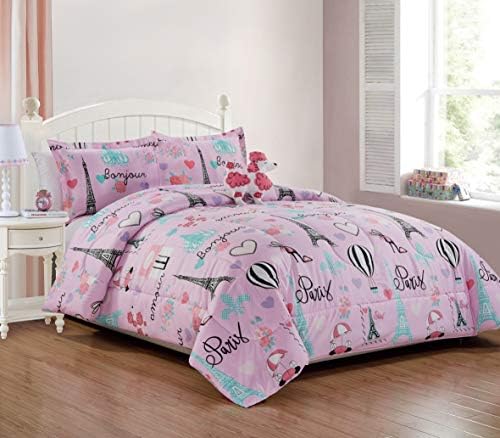 Lannentopia 8 komada kraljice Veličina Kids Girls Tines Comforter Set krevet u torbi s lažnim, set lima i ukrasnim jastukom
