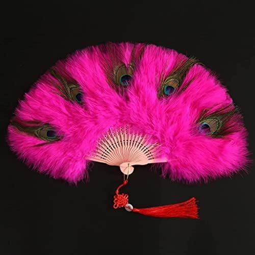 Aniic sklopivi ventilator Vintage paunovo perje Sklopni obožavatelj Fan Fan Fan Fan Flapper pribor za plesni show za vjenčanje