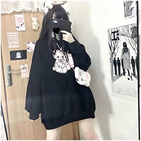 Anime djevojka Hoodie Teen Odjeća Goth Gamer Y2K Japanska školska vrhova Black Jk Kawaii Estetic 12 14 16 16