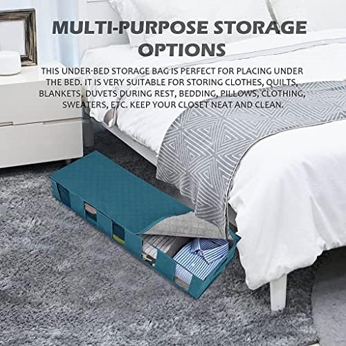 2pcs sklopivi ispod kreveta s ručkama, razdjelnicima spremnike, prozirni prozor, netkani pod -beat deke kombinezoni za deke