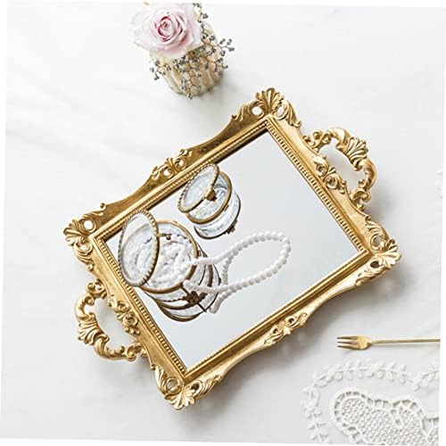Alipis 1pc zlatna ogledala ladica rustikalni stol dekor vjenčani stol dekor okrugli ladica za kavu za kavu šminka ladica