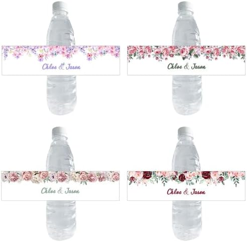 30pcs / lot prilagođene personalizirane cvjetne naljepnice za vjenčane boce s vodom naljepnice rođendanska Godišnjica emisije