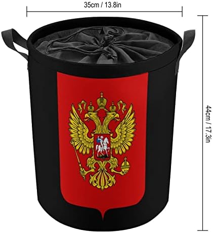 Okrugla torba za rublje s ruskim grbom, vodootporna košara za odlaganje s poklopcem za vezanje i ručkom