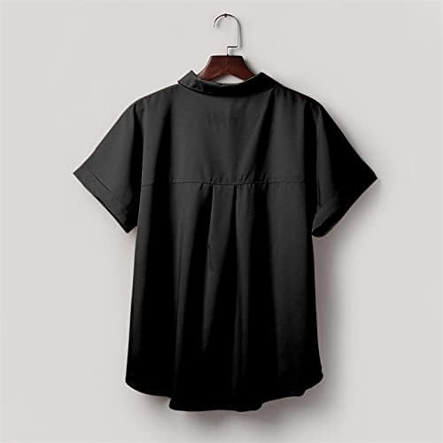 Ženske jesenske ljetne bluze meka udobna odjeća tipka s kratkim rukavima dolje prema osnovnoj gornjoj košulji za dame 2G