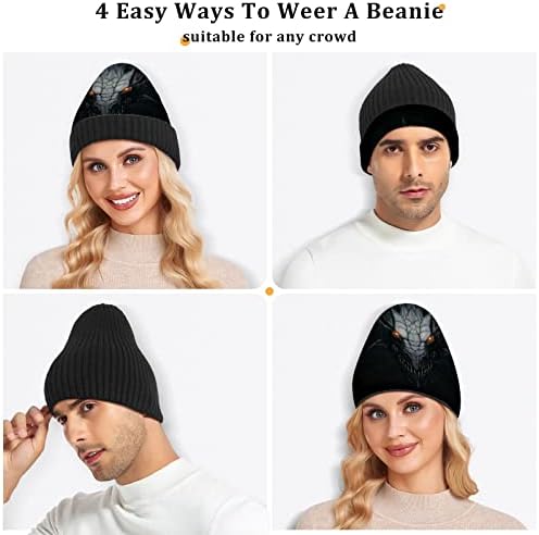 Alaza Dark Dragon Face Magic Beanie za žene muškarci zimski šešir reverzibilna lubanja pletena kapka